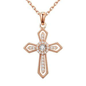 Real Diamond Stylish Cross Religious Pendant